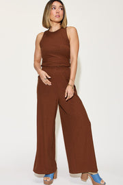 Basic Bae Full Size Ribbed Tank and Wide Leg Pants Set - Spicy and Sexy
