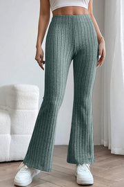 Basic Bae Full Size Ribbed High Waist Flare Pants - Spicy and Sexy