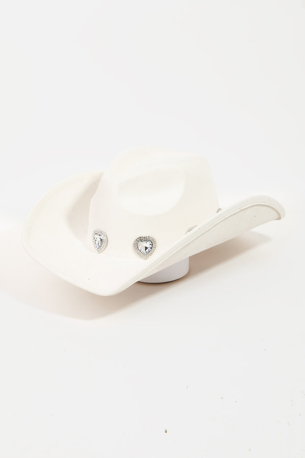 Fame Rhinestone Pave Heart Cowboy Hat