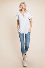 Cotton Bleu by Nu Lab Striped Contrast Short Sleeve T-Shirt
