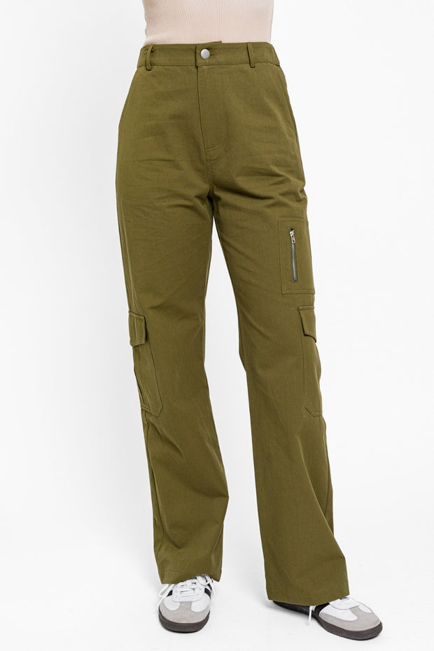 Tasha Apparel High Waisted Wide Leg Cargo Pants with Pockets - Spicy and Sexy