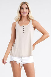 Ninexis Square Neck Half Button Tank - Spicy and Sexy