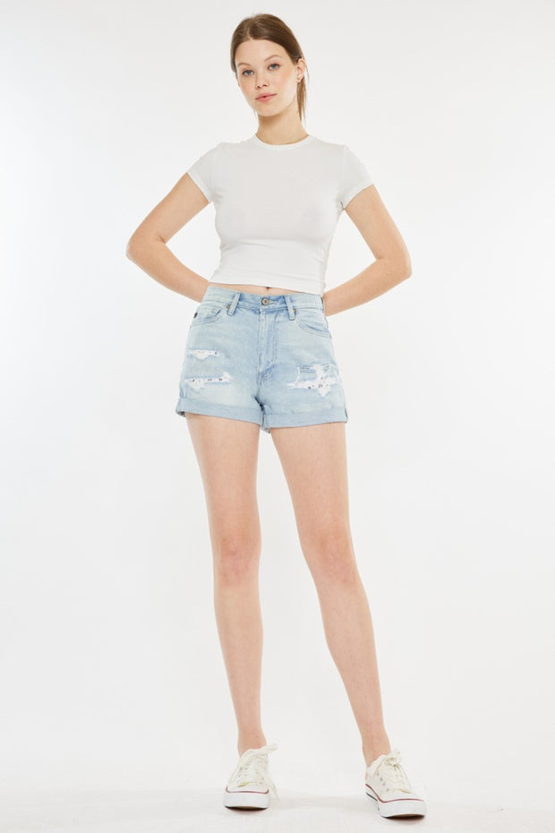 Kancan High Rise Repaired Mom Denim Shorts - Spicy and Sexy