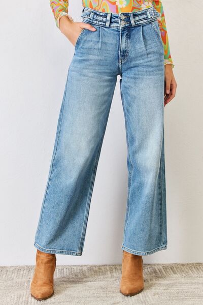 Kancan High Waist Wide Leg Jeans - Spicy and Sexy