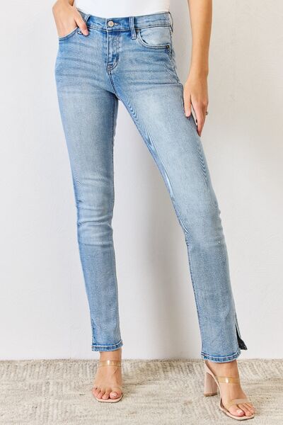 Kancan Full Size Mid Rise Y2K Slit Bootcut Jeans - Spicy and Sexy