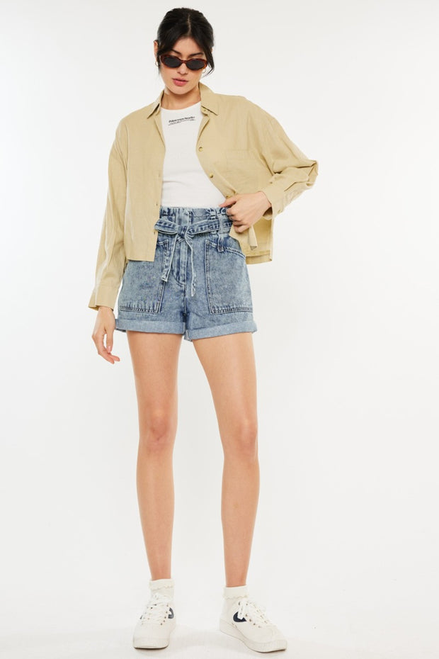 Kancan Ultra High Rise Paperbag Denim Shorts - Spicy and Sexy