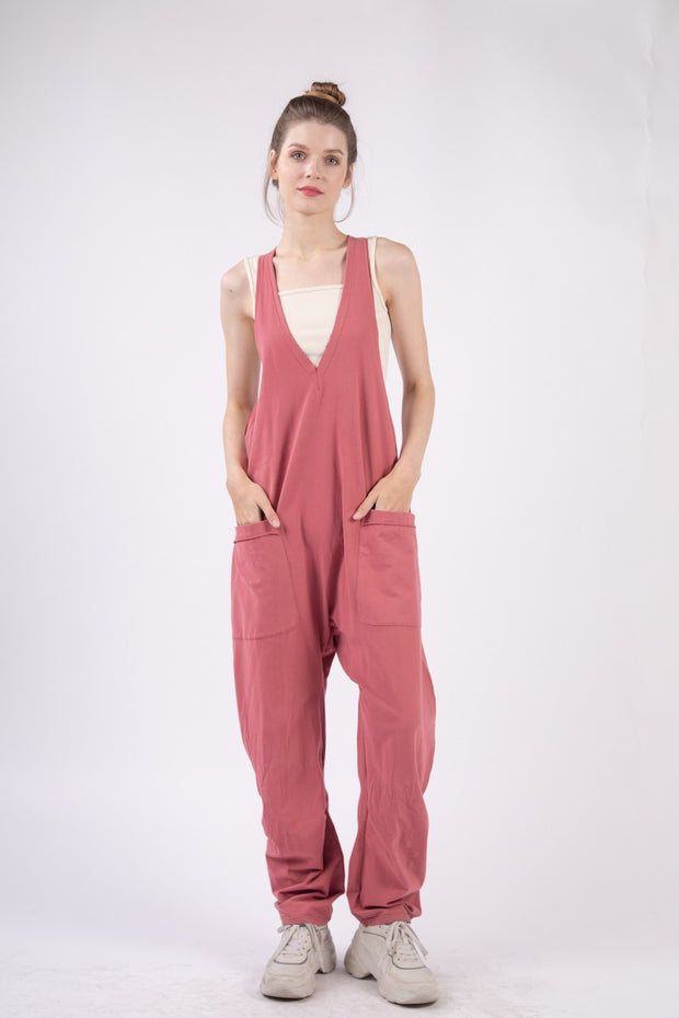 VERY J Plunge Sleeveless Jumpsuit with Pockets - Spicy and Sexy