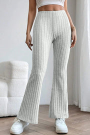 Basic Bae Full Size Ribbed High Waist Flare Pants - Spicy and Sexy