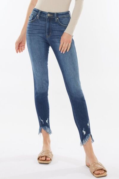 Kancan Raw Hem High Waist Cropped Jeans - Spicy and Sexy