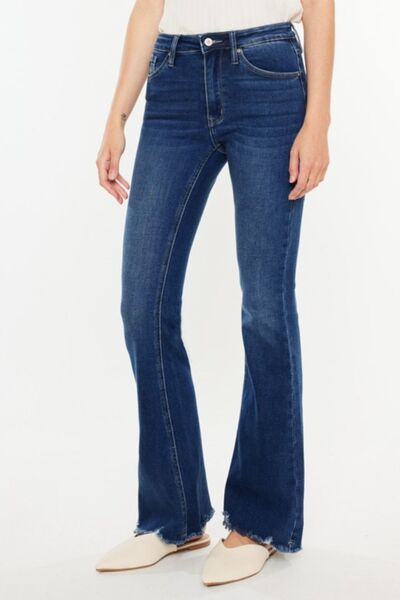 Kancan Cat's Whiskers Raw Hem Flare Jeans - Spicy and Sexy