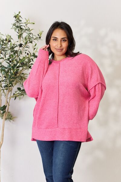 Zenana Full Size Center Seam Long Sleeve Sweatshirt - Spicy and Sexy