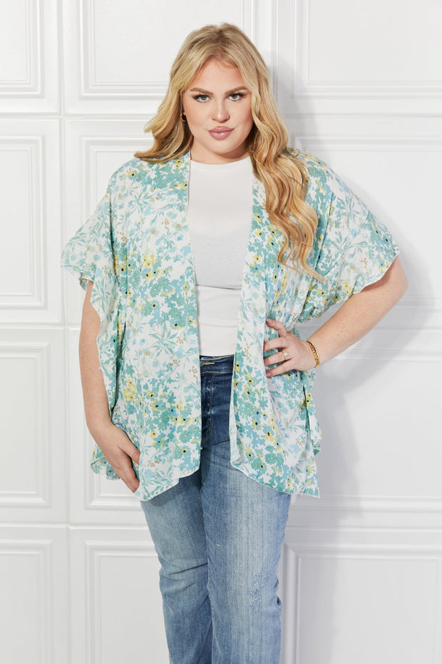 Justin Taylor Fields of Poppy Floral Kimono in Green - Spicy and Sexy