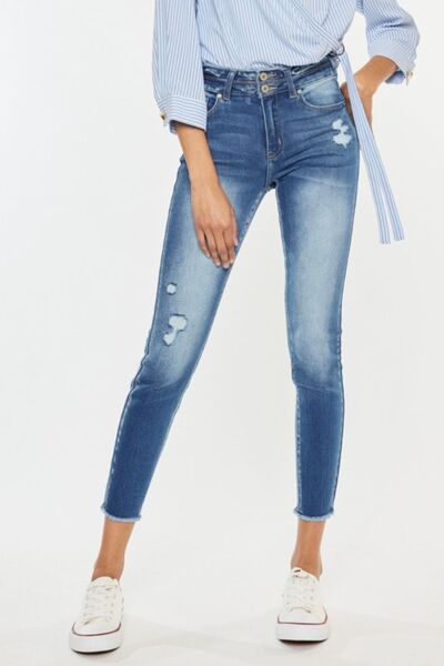 Kancan Distressed Raw Hem High Waist Jeans - Spicy and Sexy