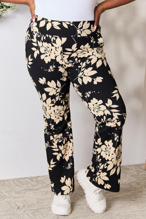 Heimish Full Size High Waist Floral Flare Pants - Spicy and Sexy