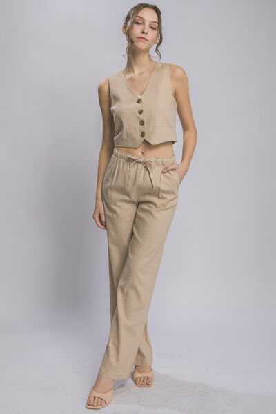 LOVE TREE Drawstring Wide Leg Pants with Pockets - Spicy and Sexy