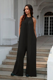 Double Take Full Size Tie Back Cutout Sleeveless Jumpsuit - Spicy and Sexy