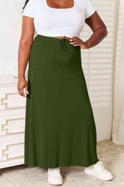 Double Take Full Size Soft Rayon Drawstring Waist Maxi Skirt Rayon - Spicy and Sexy
