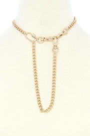 Oval Charm Curb Link Metal Necklace - Spicy and Sexy