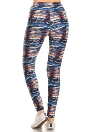 Yoga Style Banded Lined Tie Dye Printed Knit Legging With High Waist - Spicy and Sexy