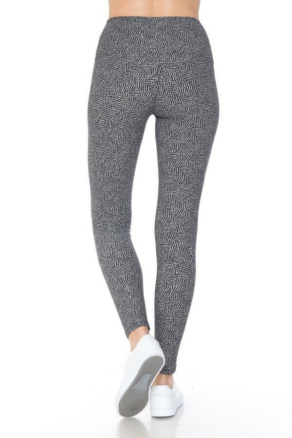 Yoga Style Banded Lined Multi Printed Knit Legging With High Waist - Spicy and Sexy