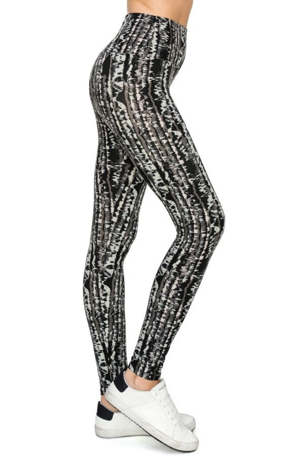 Yoga Style Banded Lined Tie Dye Printed Knit Legging With High Waist - Spicy and Sexy