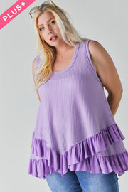 Plus Scoope Neck Sleeveless Ruffle Tunic - Spicy and Sexy