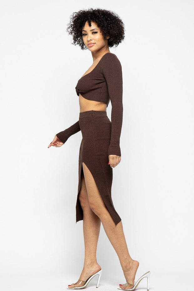 High Slit Skirt Set - Spicy and Sexy