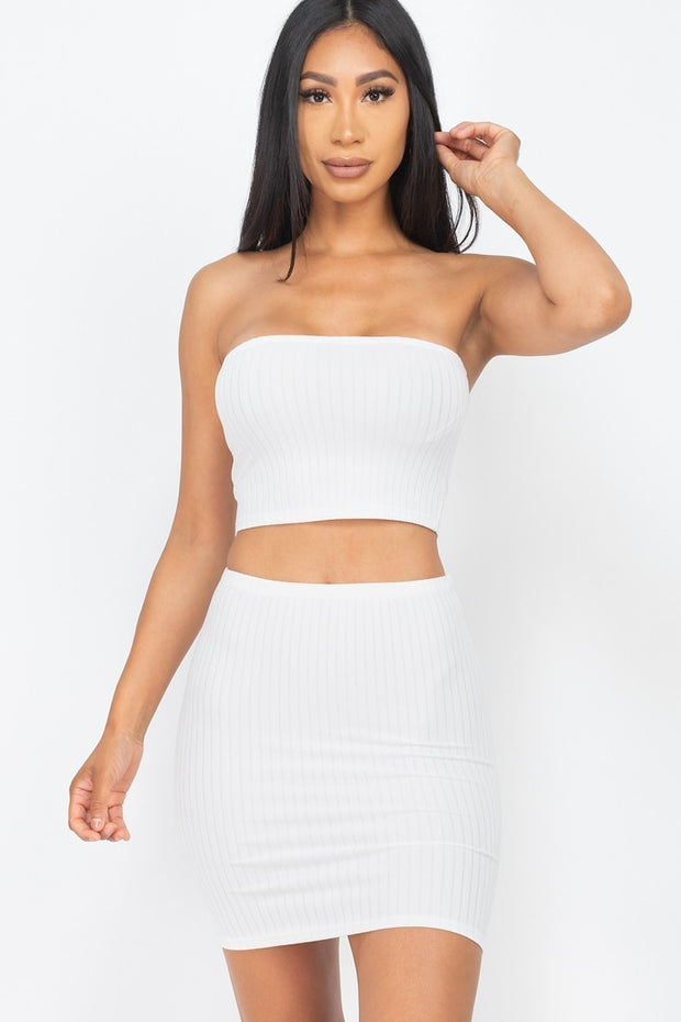 Ribbed Tube Top And Mini Skirt Sets - Spicy and Sexy