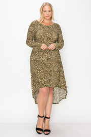 Cheetah Print Dress Featuring A Round Neck - Spicy and Sexy