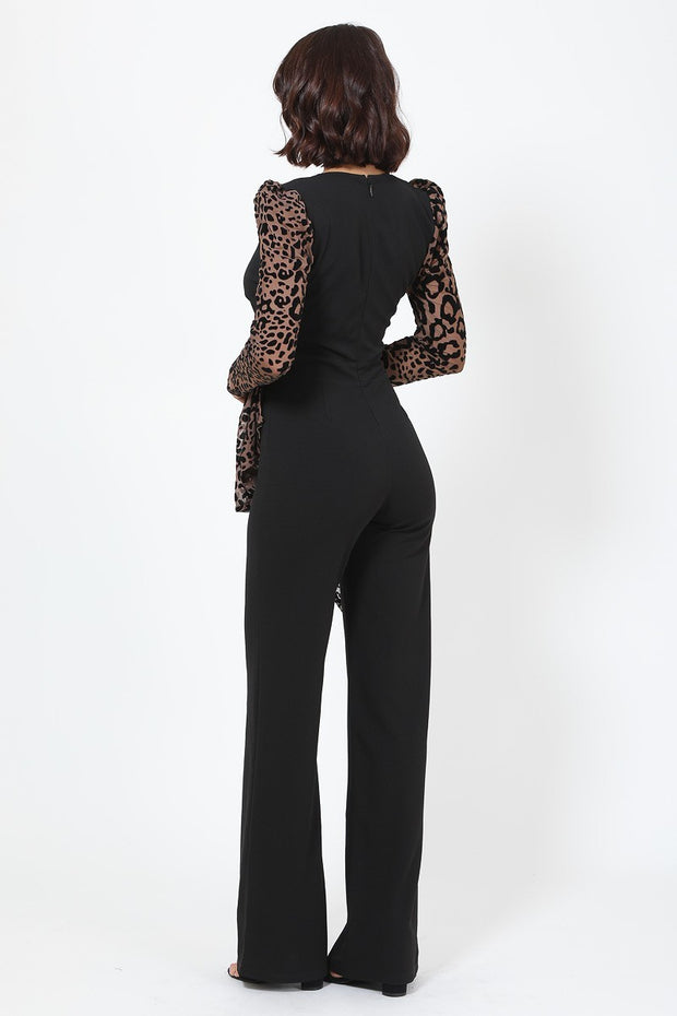 Plunging V Buckle Detail Leopard Jumpsuit - Spicy and Sexy