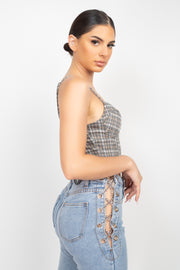 Plaid Hook & Eye Sweetheart Crop Top - Spicy and Sexy
