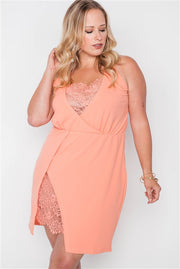 Plus Size Lace Detail Bodycon Mini Dress - Spicy and Sexy