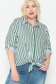 Multi Stripe Side Slit Cotton Shirt - Spicy and Sexy