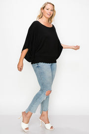 Solid Top Featuring Flattering Wide Sleeves - Spicy and Sexy