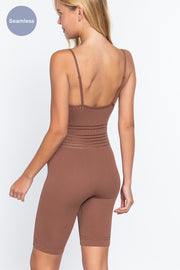 Round Neck Pointelle Detail Seamless Rib Romper - Spicy and Sexy