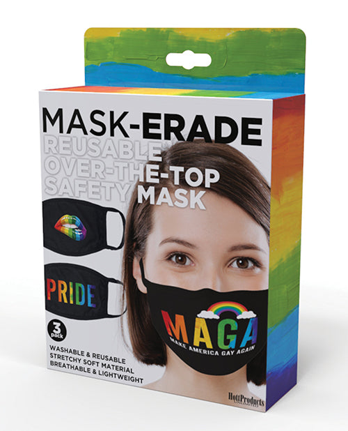 Hott Products Mask-erade Masks - Pride-gay Again- Rainbow Kiss Pack Of 3 - Spicy and Sexy