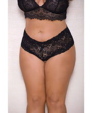 Lace & Pearl Boyshort With Satin Bow Accents (Plus Size) - Spicy and Sexy