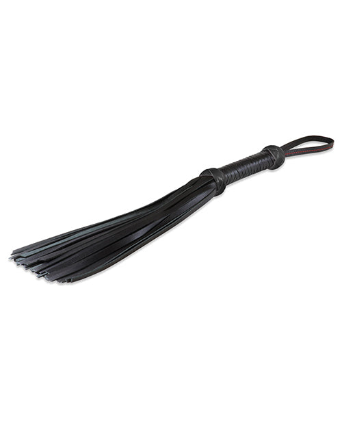 Sultra 16" Lambskin Twill Weave Grip Flogger - Black - Spicy and Sexy