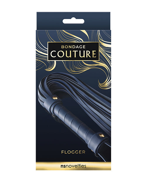 Bondage Couture Vinyl Flogger - Blue - Spicy and Sexy