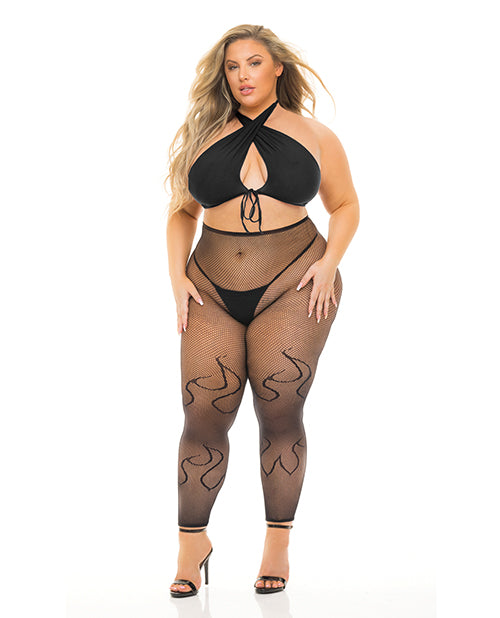 Pink Lipstick Gives You Hell Halter Bra, Pantyhose & G-String (Plus Size)