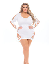 Pink Lipstick Bold Babe Longe Sleeve Dress (Plus Size) - Spicy and Sexy