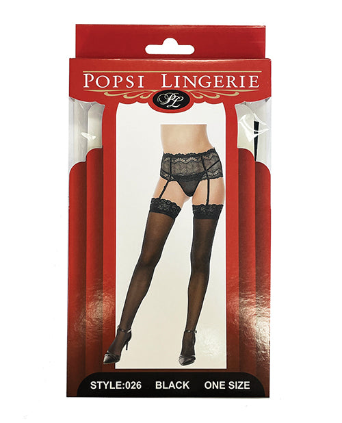 Silicone Lace Top Thigh High Black - Spicy and Sexy