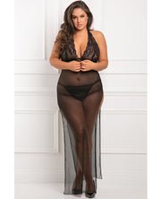 Rene Rofe All Out There 2 Pc Gown Set Black (Plus Size) - Spicy and Sexy