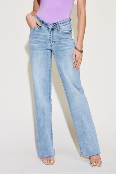 Judy Blue Full Size V Front Waistband Straight Jeans - Spicy and Sexy