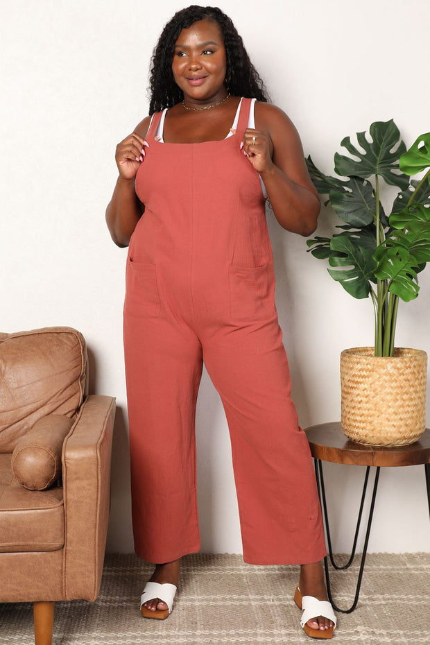 Double Take Wide Leg Overalls with Front Pockets - Spicy and Sexy