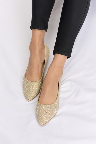 Forever Link Rhinestone Point Toe Flat Slip-Ons - Spicy and Sexy