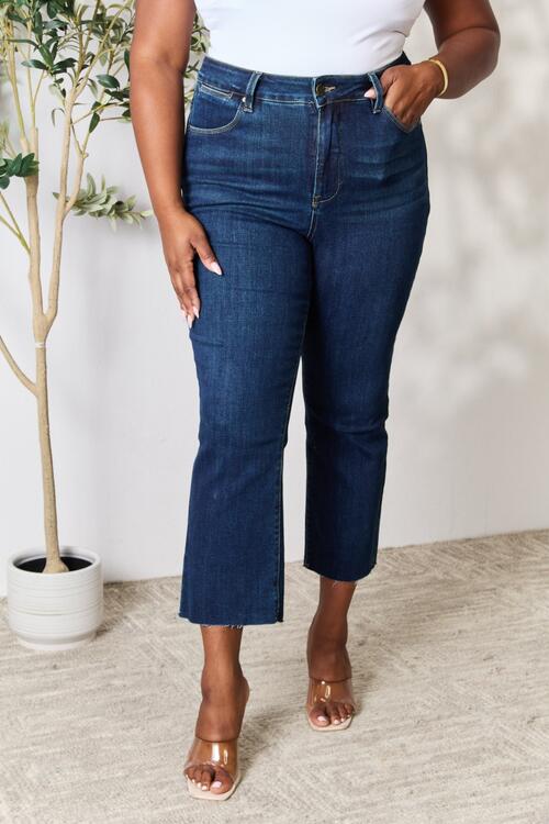 BAYEAS Full Size Raw Hem Straight Jeans - Spicy and Sexy