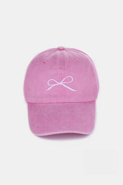 Zenana Bow Embroidered Washed Cotton Caps