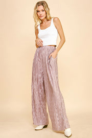 Davi & Dani Geo-pleated Elastic Waistband Pants