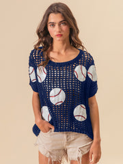 BiBi Baseball Patch Short Sleeve Net Cover-Up